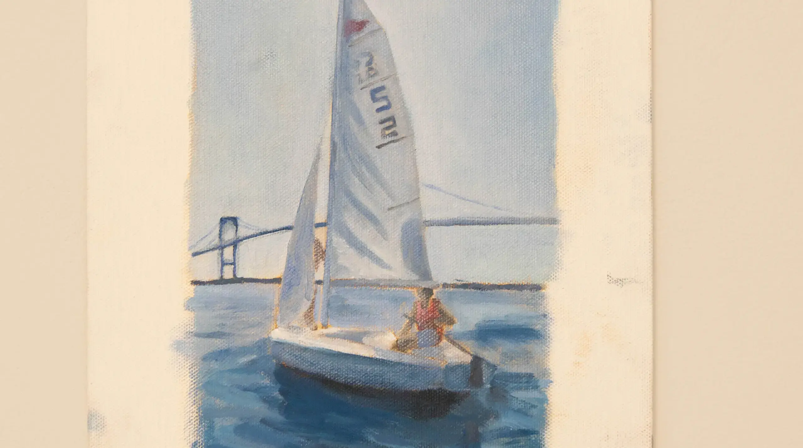 Student painting of a sailboat.